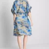 Printed midi wrap beach cover-up
