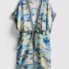 Printed midi wrap beach cover-up