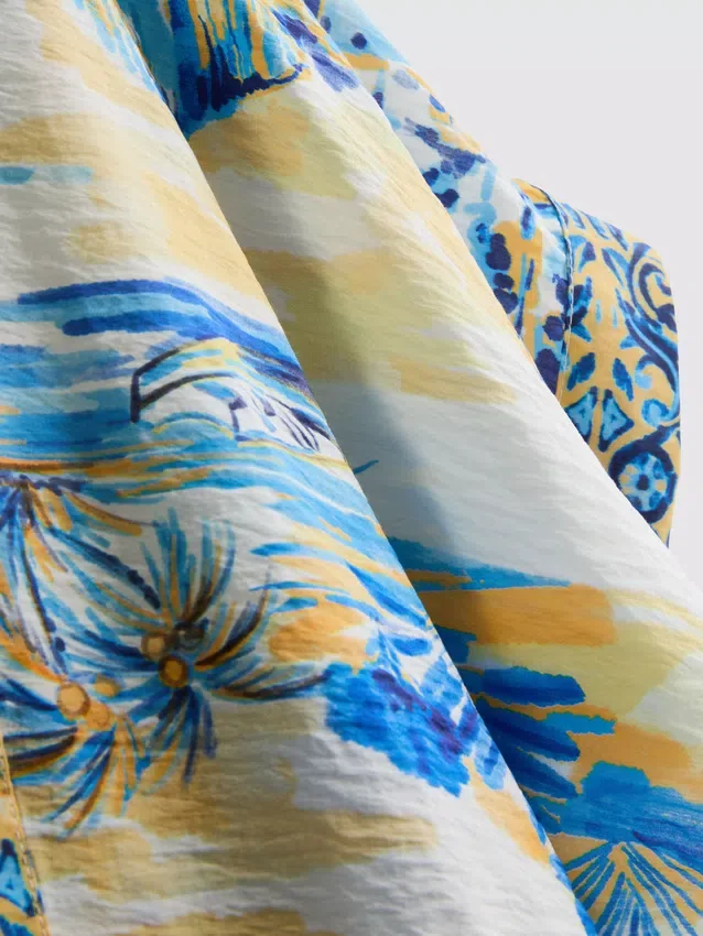 Printed midi wrap beach cover-up