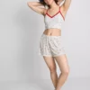 Printed ribbed pajama shorts