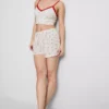 Printed ribbed pajama shorts