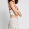 Printed ribbed pajama shorts