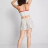 Printed ribbed pajama shorts