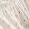 Printed ribbed pajama shorts