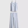 Printed satin bow cami pajamas