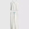 Printed satin bow cami pajamas