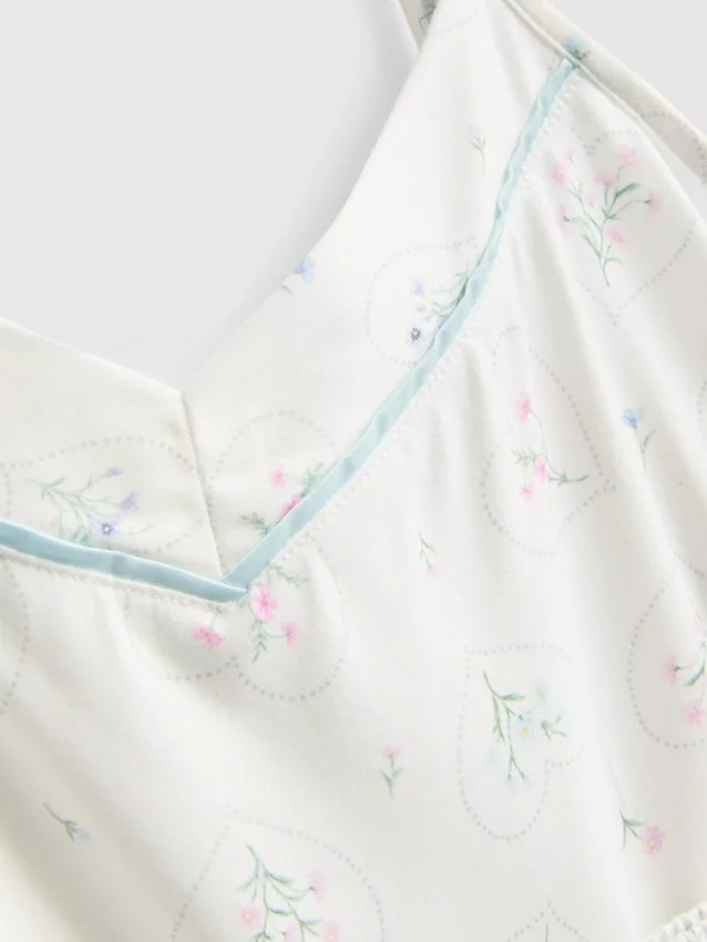 Printed satin bow cami pajamas