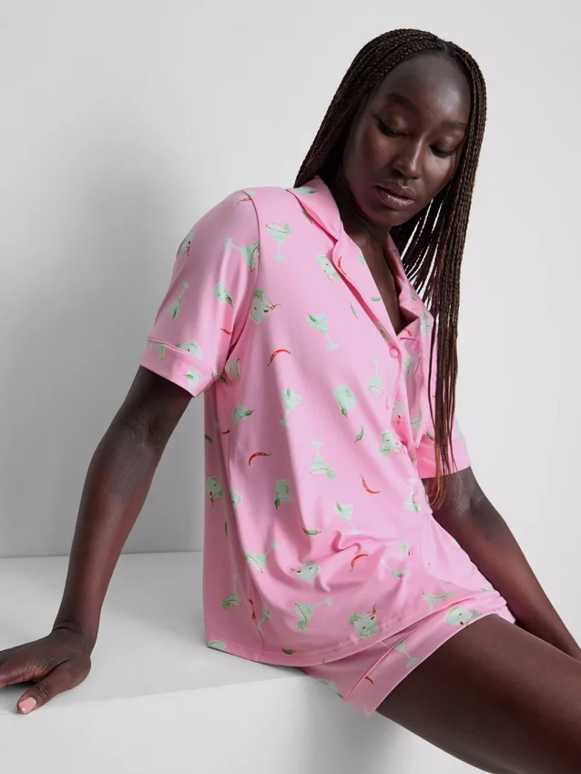 Printed shorty boyfriend pajamas