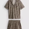 Printed shorty boyfriend pajamas