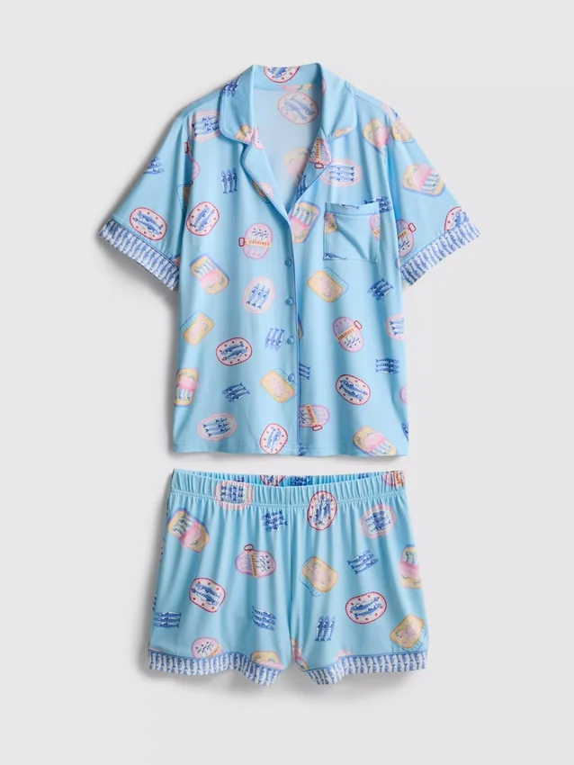 Printed shorty boyfriend pajamas