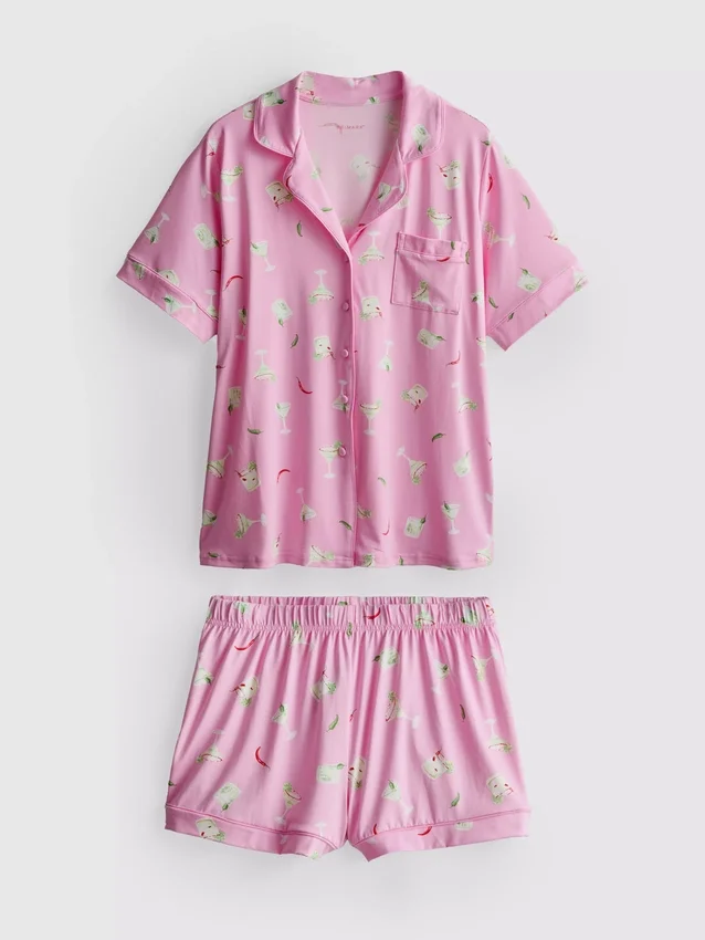 Printed shorty boyfriend pajamas