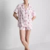 Printed teddy boyfriend shorty pajamas