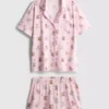Printed teddy boyfriend shorty pajamas