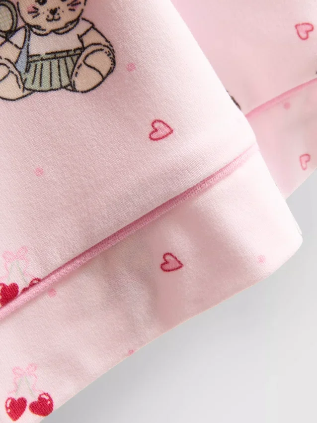 Printed teddy boyfriend shorty pajamas