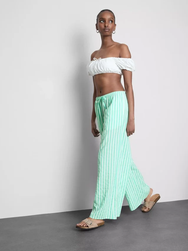 Printed wide-leg beach pants