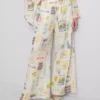 Printed wide-leg beach pants