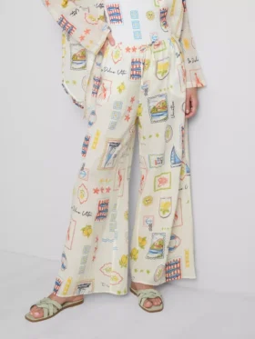 Printed wide-leg beach pants