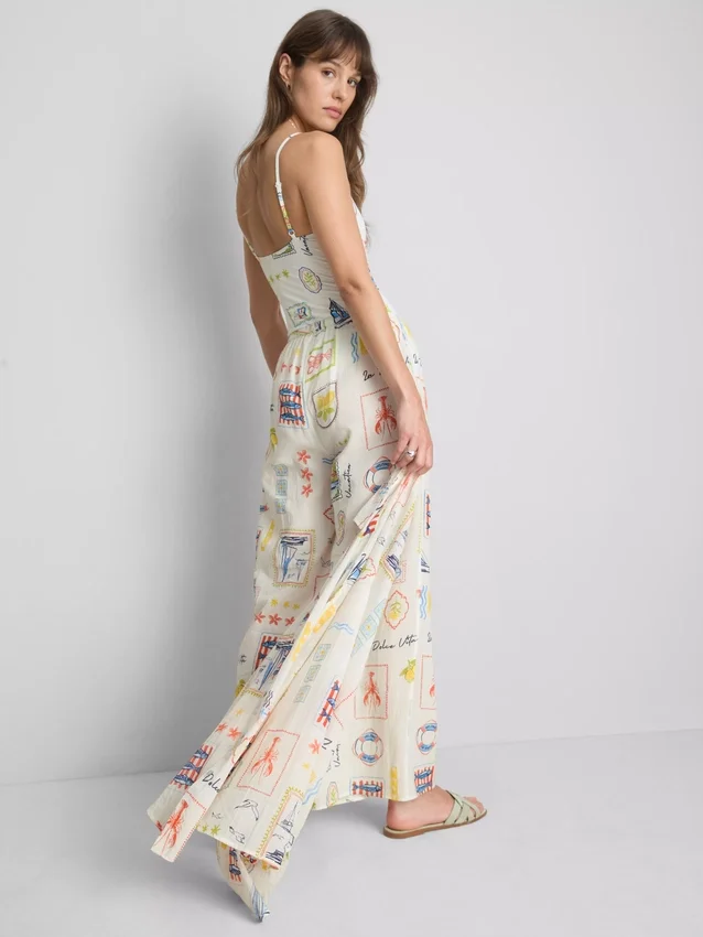 Printed wide-leg beach pants