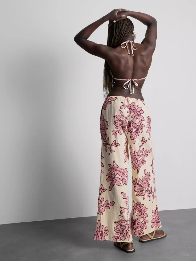 Printed wide-leg beach pants