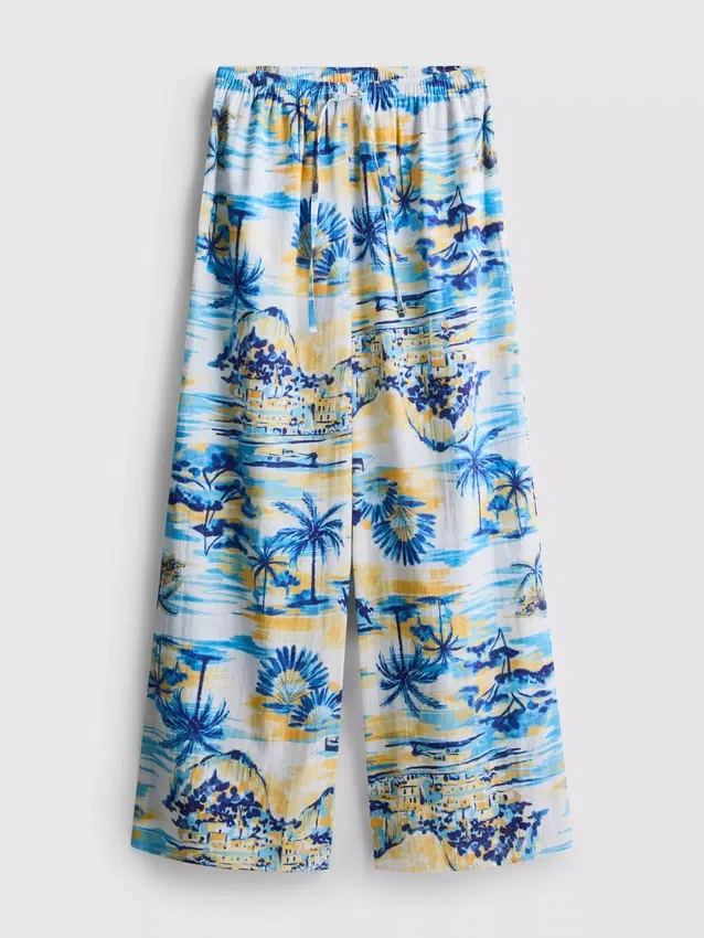 Printed wide-leg beach pants