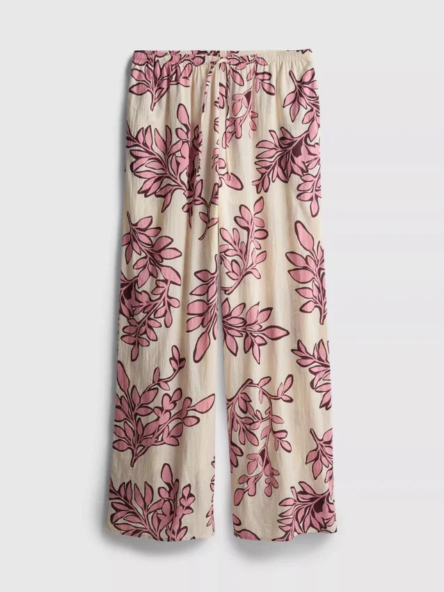 Printed wide-leg beach pants