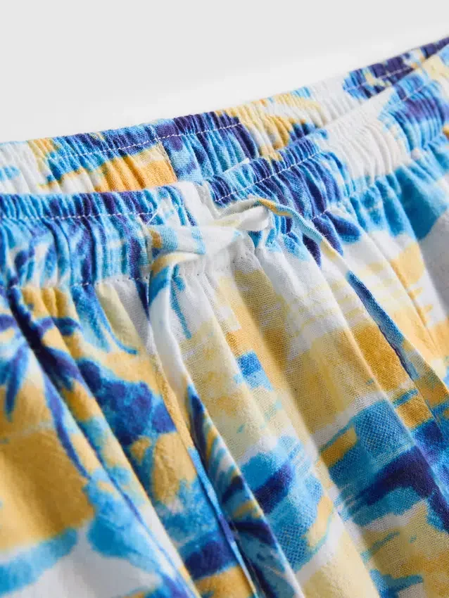 Printed wide-leg beach pants