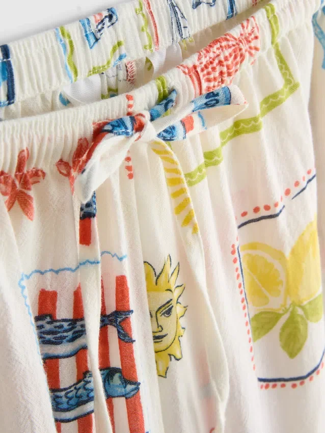 Printed wide-leg beach pants