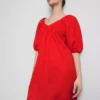 Puff-sleeve mini smock dress
