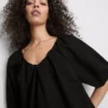 Puff-sleeve mini smock dress
