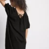 Puff-sleeve mini smock dress