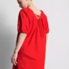 Puff-sleeve mini smock dress