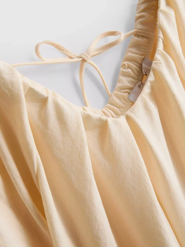 Puff-sleeve mini smock dress