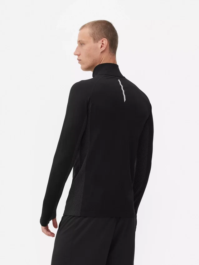 Quarter-zip long sleeve gym top