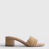 Raffia block heel mules