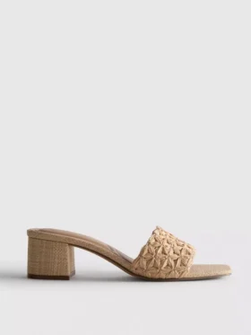 Raffia block heel mules
