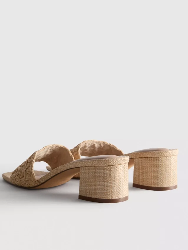 Raffia block heel mules