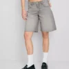 Raw hem denim bermuda shorts