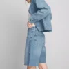 Raw hem denim bermuda shorts