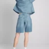 Raw hem denim bermuda shorts