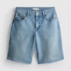 Raw hem denim bermuda shorts