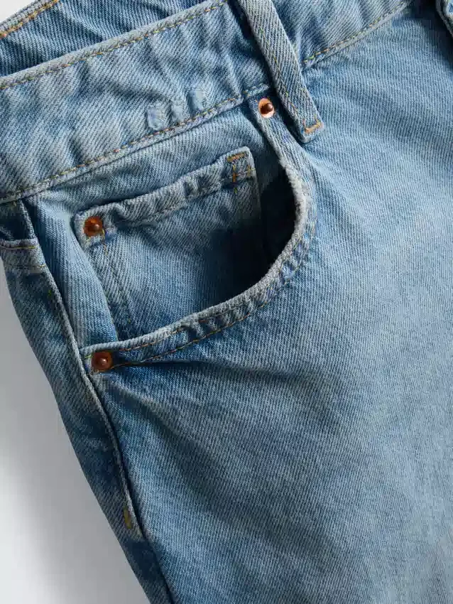 Raw hem denim bermuda shorts