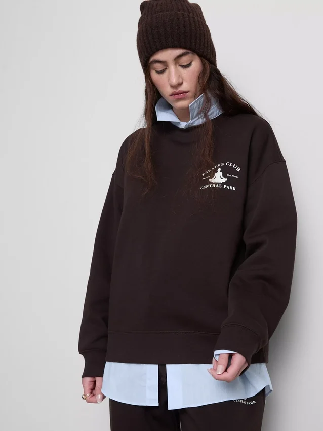 Relaxed cotton blend printed sweatshirt