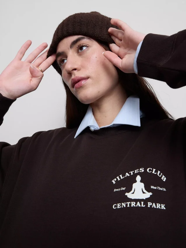 Relaxed cotton blend printed sweatshirt