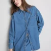 Relaxed cotton denim button-up shirt