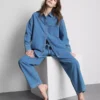 Relaxed cotton denim button-up shirt