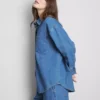 Relaxed cotton denim button-up shirt