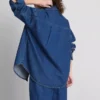Relaxed cotton denim button-up shirt
