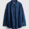 Relaxed cotton denim button-up shirt