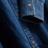 Relaxed cotton denim button-up shirt