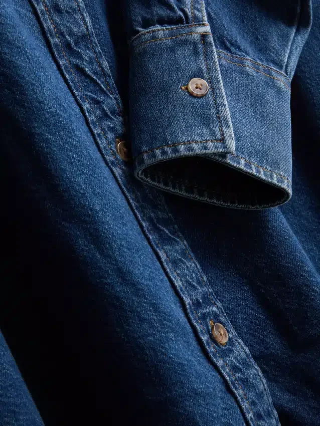 Relaxed cotton denim button-up shirt